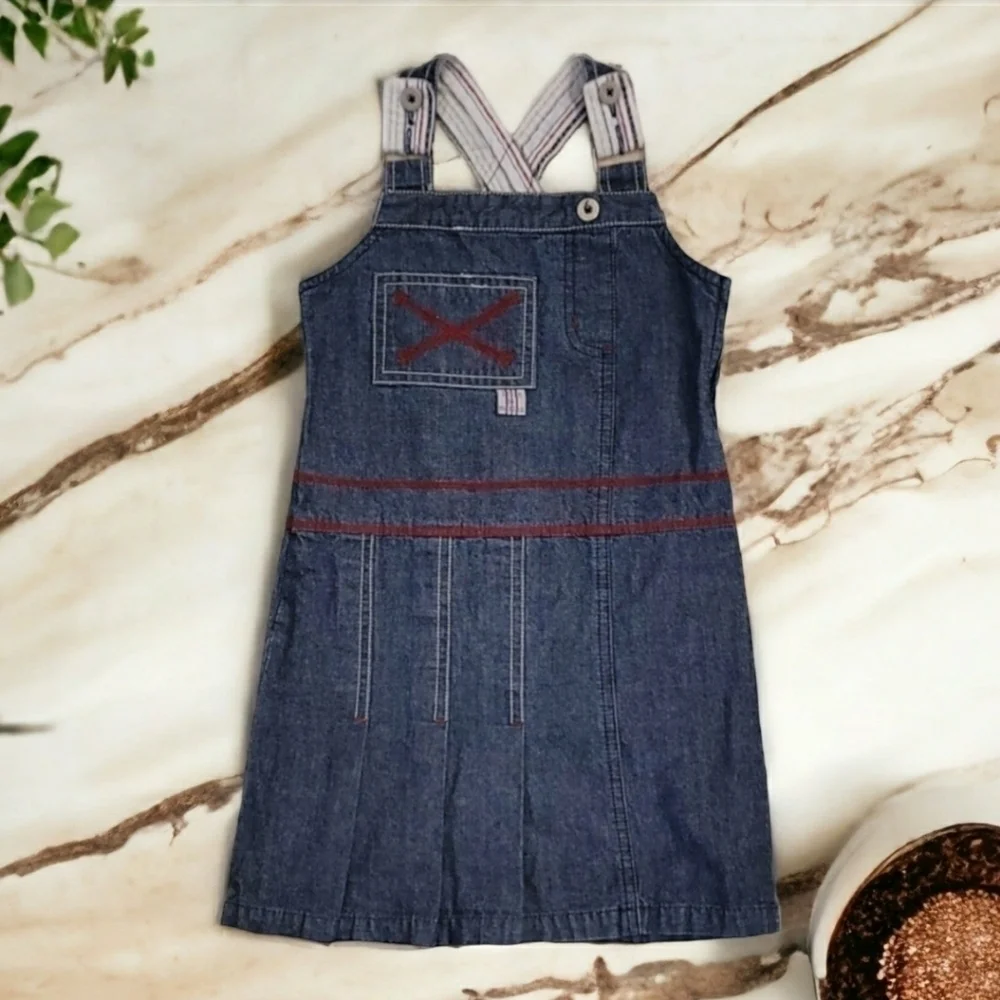 Terre De Marins Denim Overalls Dress - Size 4T